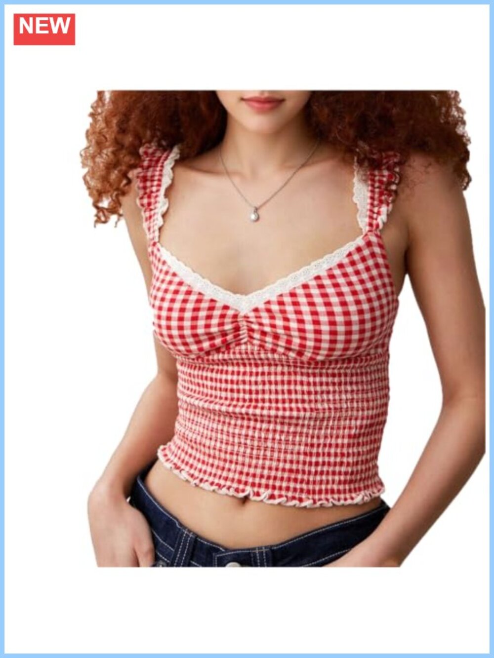 Sleeveless Gingham Peplum Cami Top Bow Tie Spaghetti Strap Plaid Tank